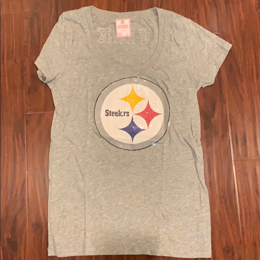 NWOT PINK by VS Steelers Tee - grey Sz L